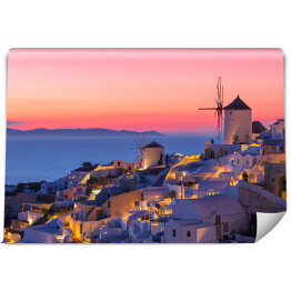 Fototapeta winylowa zmywalna Piękny różowy zmierzch nad Santorini, Grecja
