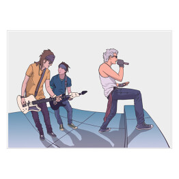 Plakat Kolorowa ilustracja zespołu muzycznego na scenie