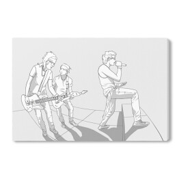 Obraz na płótnie Biało czarna ilustracja zespołu muzycznego na scenie