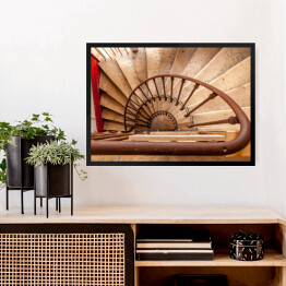 Obraz w ramie Kręcone schody z jasnego drewna