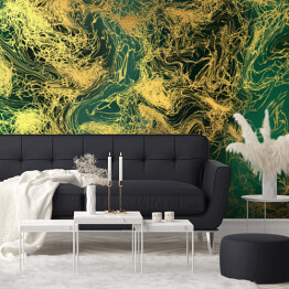 Fototapeta Złote abstrakcyjne dekoracje na zielonym tle