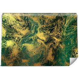 Fototapeta winylowa zmywalna Złote abstrakcyjne dekoracje na zielonym tle