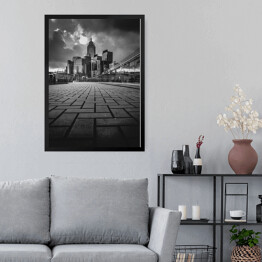Obraz w ramie Drapacze chmur Czarno biały krajobraz miejski