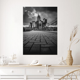Plakat samoprzylepny Drapacze chmur Czarno biały krajobraz miejski