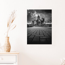 Plakat samoprzylepny Drapacze chmur Czarno biały krajobraz miejski