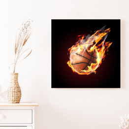 Obraz na płótnie Płonąca piłka do koszykówki