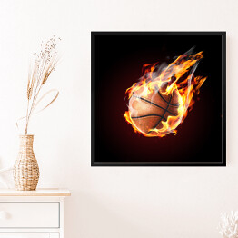 Obraz w ramie Płonąca piłka do koszykówki