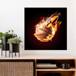 Plakat samoprzylepny Płonąca piłka do koszykówki