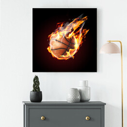 Obraz na płótnie Płonąca piłka do koszykówki