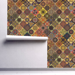 Tapeta samoprzylepna w rolce Drobne arabskie wzory w odcieniach żółci i czerwieni