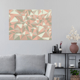 Plakat Mozaika z szarych i różowych trójkątów
