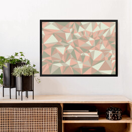 Obraz w ramie Mozaika z szarych i różowych trójkątów