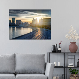 Plakat samoprzylepny Piękny pejzaż miejski - miasto i rzeka, Moskwa, Rosja