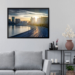 Obraz w ramie Piękny pejzaż miejski - miasto i rzeka, Moskwa, Rosja