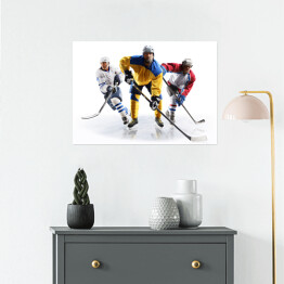 Plakat Profesjonalni gracze hokejowi w akcji