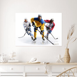 Plakat samoprzylepny Profesjonalni gracze hokejowi w akcji