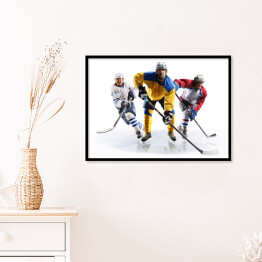 Plakat w ramie Profesjonalni gracze hokejowi w akcji