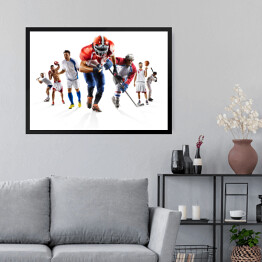 Obraz w ramie Różni sportowcy na białym tle