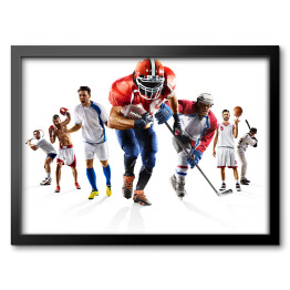 Obraz w ramie Różni sportowcy na białym tle