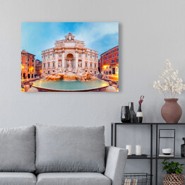 Obraz na płótnie Rzym, Fontana di Trevi w godzinach porannych - efekt fisheye
