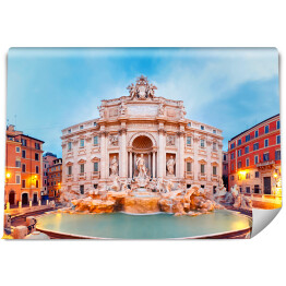 Fototapeta Rzym, Fontana di Trevi w godzinach porannych - efekt fisheye