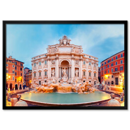 Plakat w ramie Rzym, Fontana di Trevi w godzinach porannych - efekt fisheye