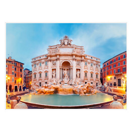 Plakat samoprzylepny Rzym, Fontana di Trevi w godzinach porannych - efekt fisheye