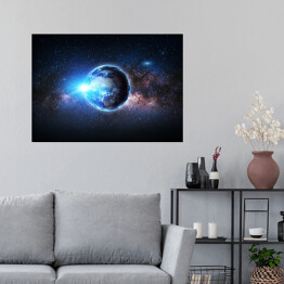 Plakat samoprzylepny Ziemia i galaktyka. Elementy tego obrazu dostarczone przez NASA.