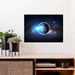 Plakat samoprzylepny Ziemia i galaktyka. Elementy tego obrazu dostarczone przez NASA.