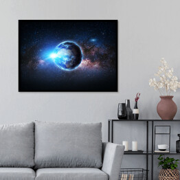 Plakat w ramie Ziemia i galaktyka. Elementy tego obrazu dostarczone przez NASA.