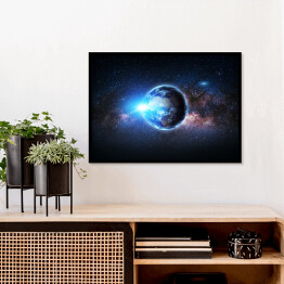 Plakat w ramie Ziemia i galaktyka. Elementy tego obrazu dostarczone przez NASA.