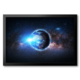 Obraz w ramie Ziemia i galaktyka. Elementy tego obrazu dostarczone przez NASA.