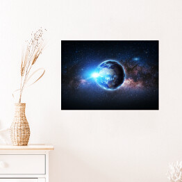 Plakat Ziemia i galaktyka. Elementy tego obrazu dostarczone przez NASA.