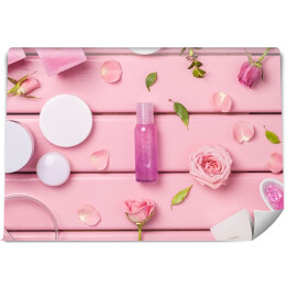 Fototapeta samoprzylepna Kosmetyki na różowym tle