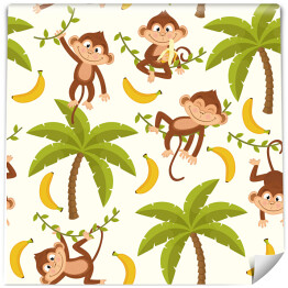 Tapeta w rolce Zabawne małpki na palmach