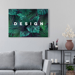 Egzotyczny wzór z tropikalnych liści - ilustracja z napisem "Design"