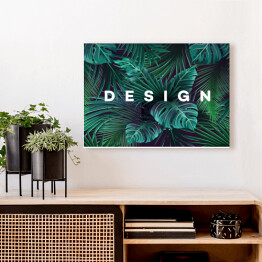 Egzotyczny wzór z tropikalnych liści - ilustracja z napisem "Design"