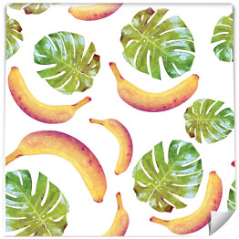 Deseń z bananami i dużymi liśćmi