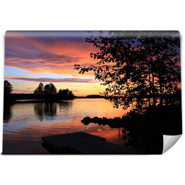 Fototapeta Wspaniały letni wieczór nad jeziorem Iso-Rasti w Finlandii