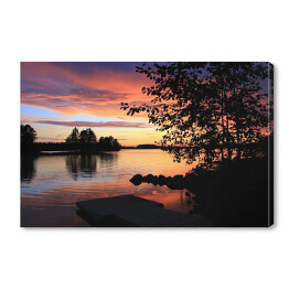 Obraz na płótnie Wspaniały letni wieczór nad jeziorem Iso-Rasti w Finlandii