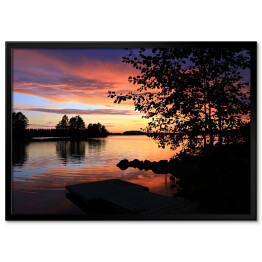 Plakat w ramie Wspaniały letni wieczór nad jeziorem Iso-Rasti w Finlandii