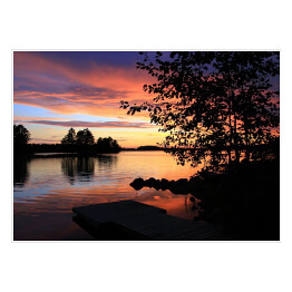 Plakat samoprzylepny Wspaniały letni wieczór nad jeziorem Iso-Rasti w Finlandii