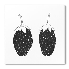 Czarne rysowane truskawki na białym tle