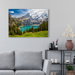 Obraz na płótnie Alpejski górski krajobraz z jeziorem
