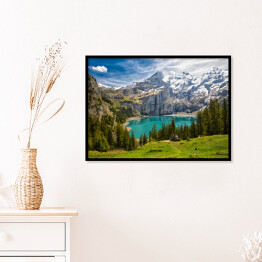 Plakat w ramie Alpejski górski krajobraz z jeziorem