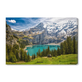 Obraz na płótnie Alpejski górski krajobraz z jeziorem