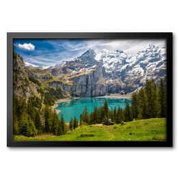 Obraz w ramie Alpejski górski krajobraz z jeziorem