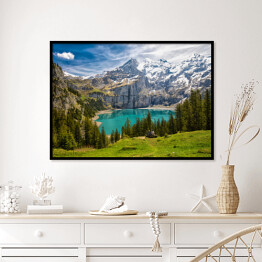 Plakat w ramie Alpejski górski krajobraz z jeziorem