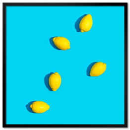 Plakat w ramie Cytryny na niebieskim tle