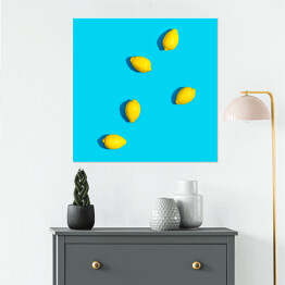 Plakat samoprzylepny Cytryny na niebieskim tle